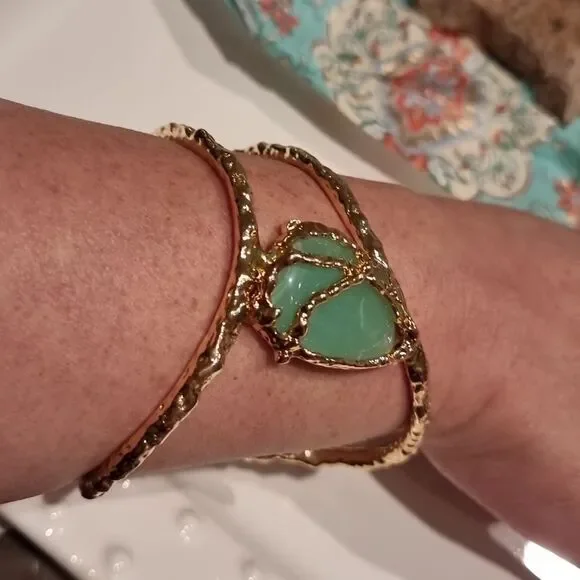 New ZARA Gold Textured Stone Arm / Wrist Bangle Band